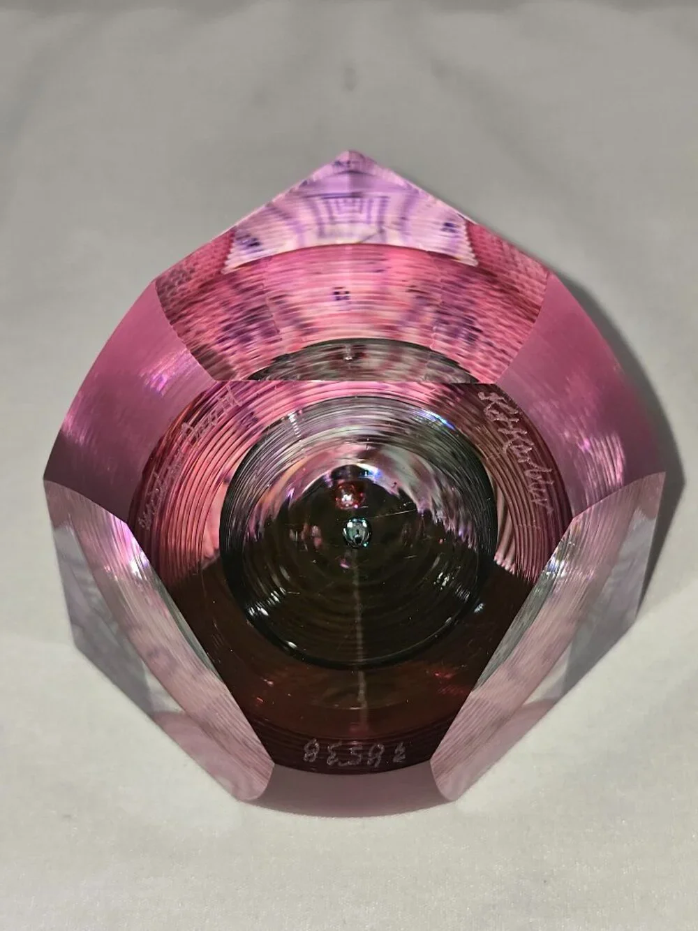 Kit Karbler & Michael David Signed Faceted Paperweight Art Glass Optic Geometric - Picture 9 of 16
